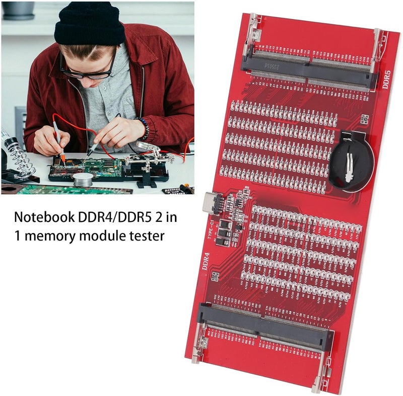 Wal front 2 in 1 Slot RAM Memory Diagnostic Tester Card DDR5 DDR4 Memory Tester with LED Light for Laptop Desktop and Server Computers for DDR5 DDR4 Memory Maintenance - Image 3